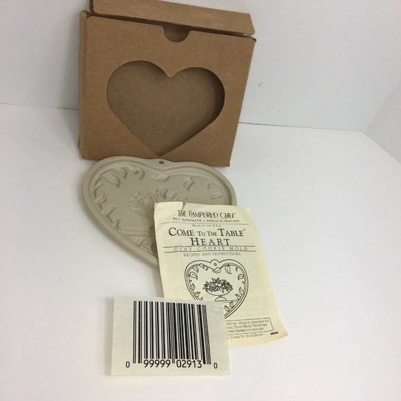 Pampered Chef Clay Cookie Mold Come To The Table Heart Vintage 1999 Baking Cook - Picture 12 of 12